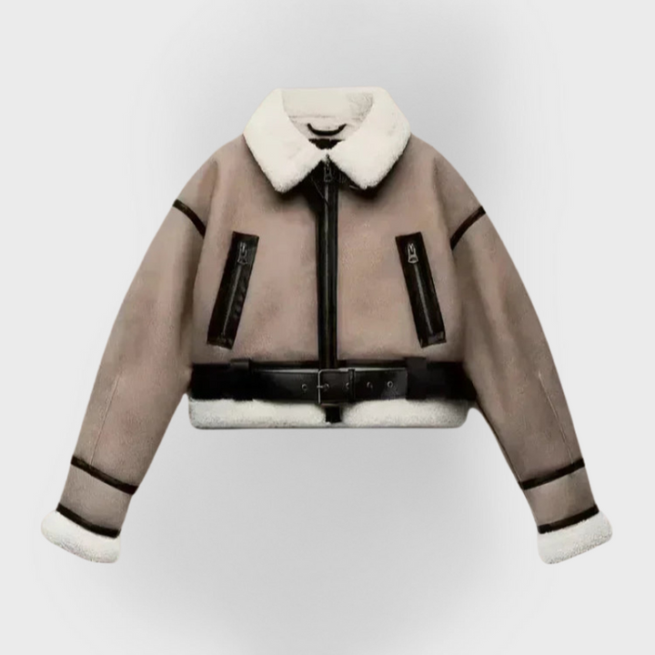 Paula | Versatile Khaki Leather Jacket