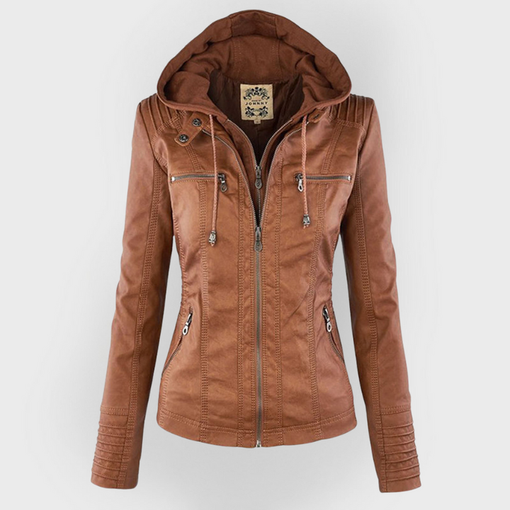 Franci | Fashionable leather jacket with hood