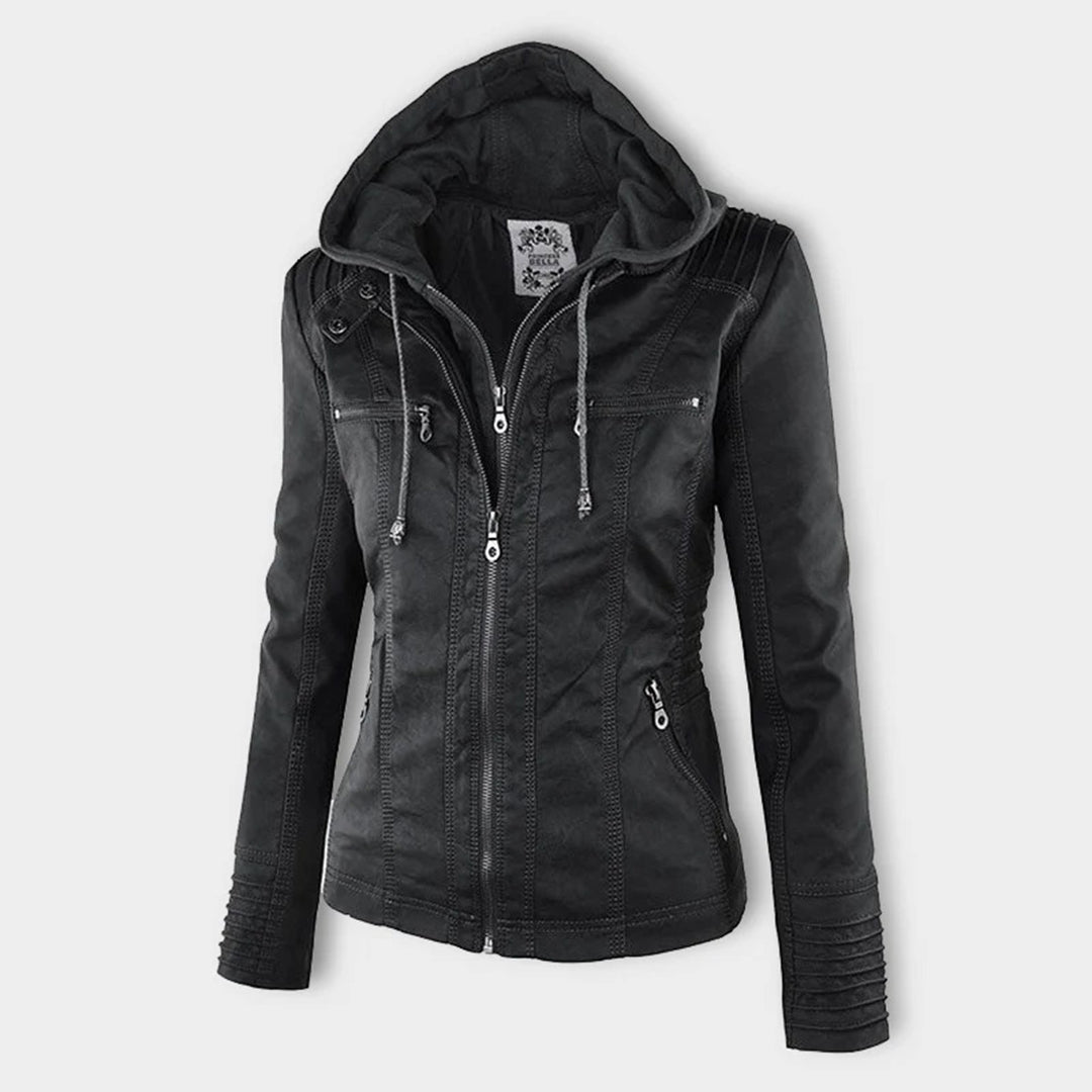 Franci | Fashionable leather jacket with hood