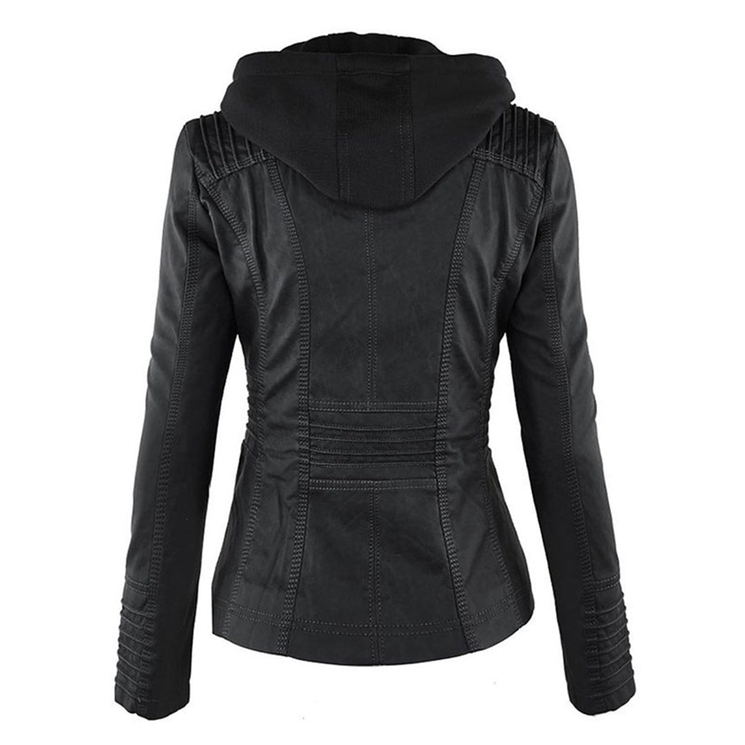 Franci | Fashionable leather jacket with hood