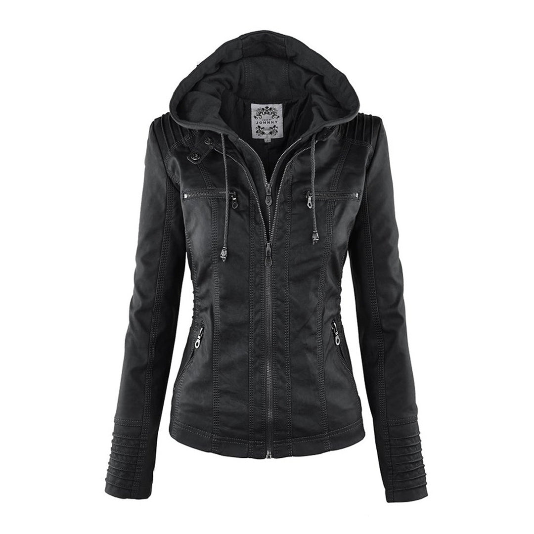 Franci | Fashionable leather jacket with hood