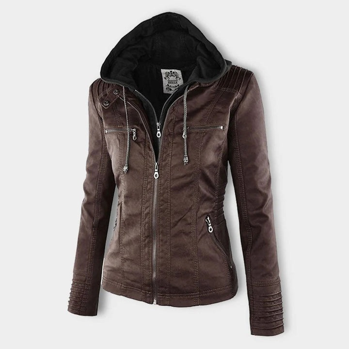 Franci | Fashionable leather jacket with hood