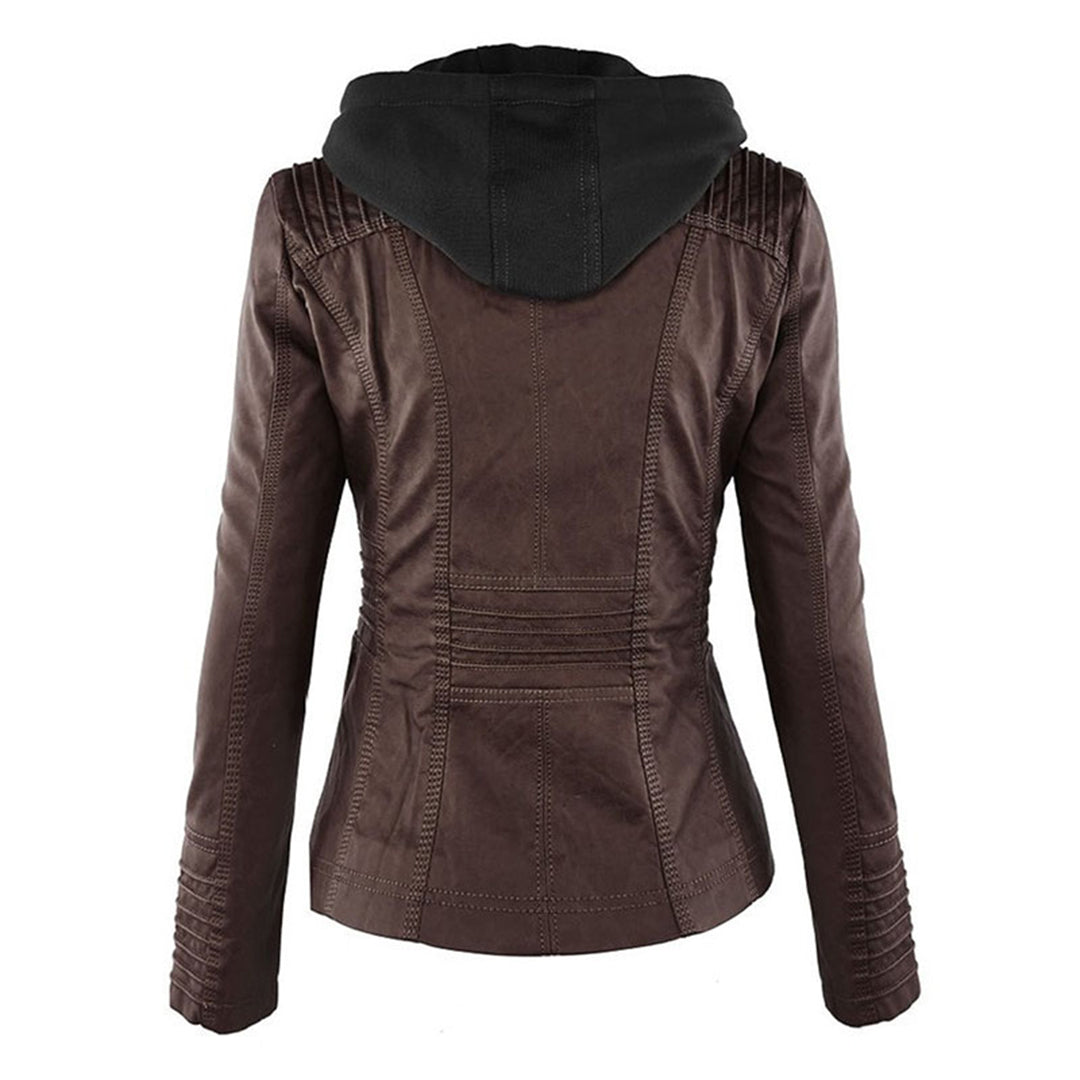Franci | Fashionable leather jacket with hood