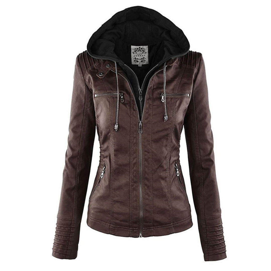 Franci | Fashionable leather jacket with hood