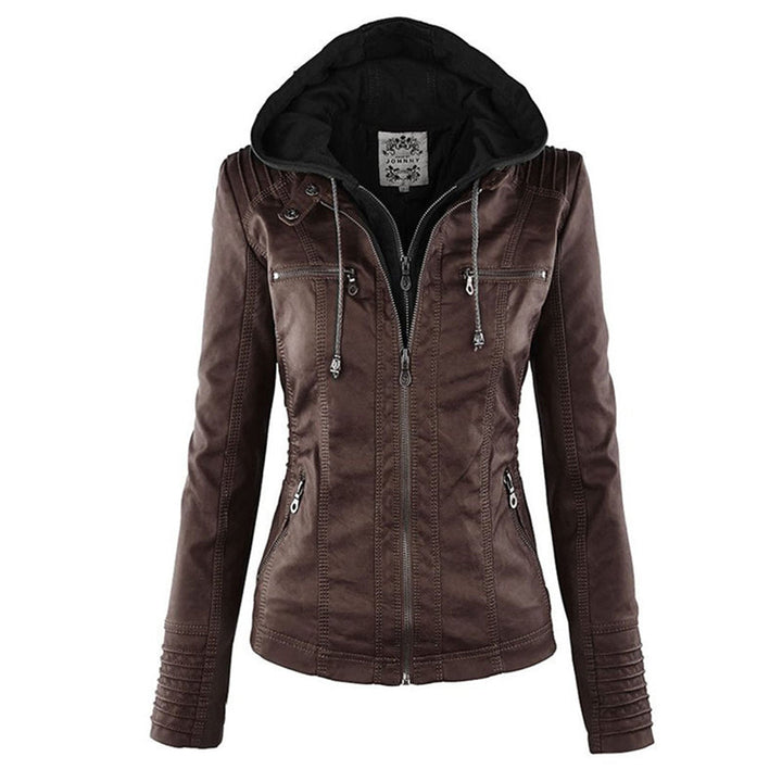 Franci | Fashionable leather jacket with hood