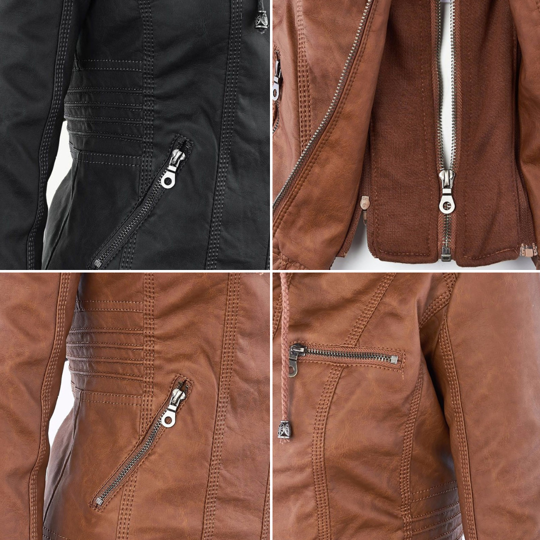 Franci | Fashionable leather jacket with hood