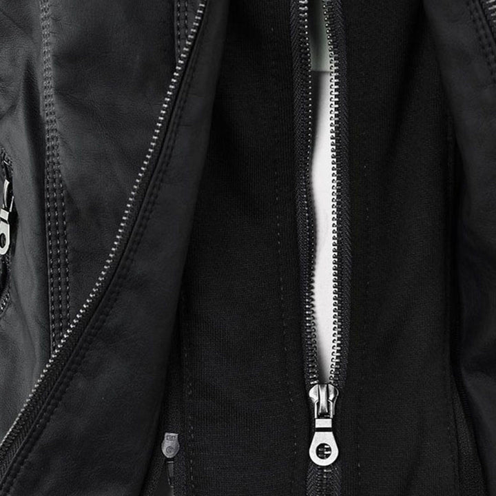 Franci | Fashionable leather jacket with hood