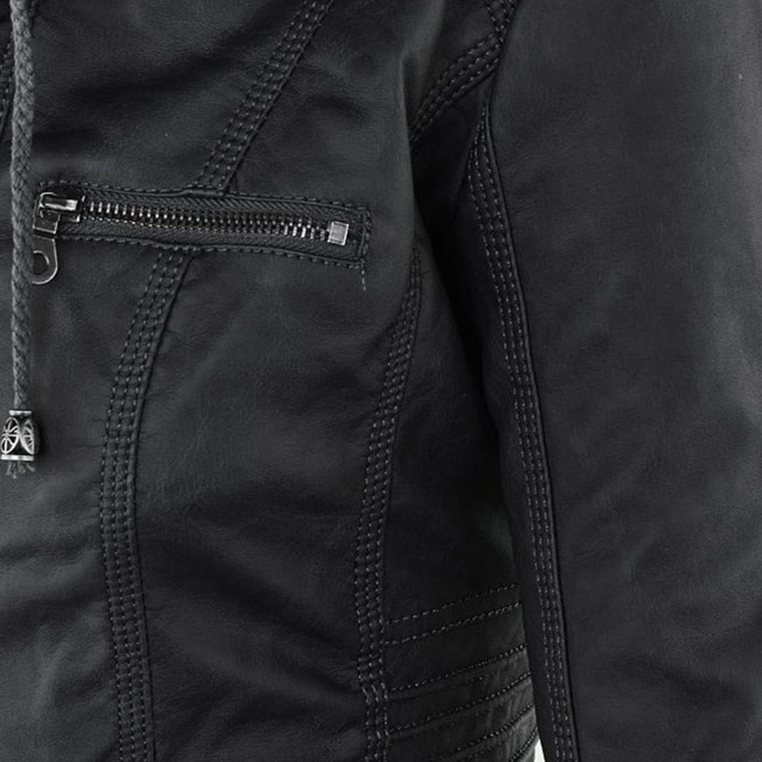 Franci | Fashionable leather jacket with hood