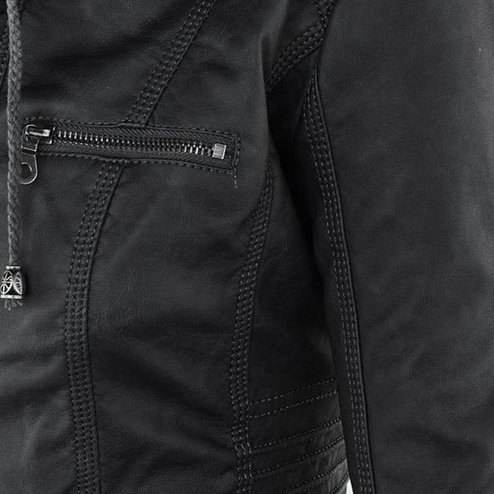 Franci | Fashionable leather jacket with hood