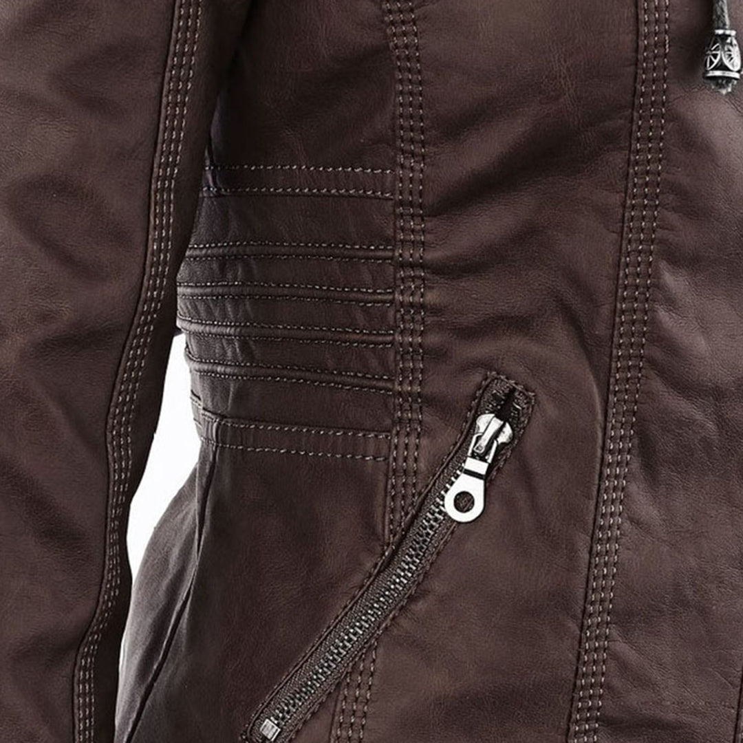 Franci | Fashionable leather jacket with hood