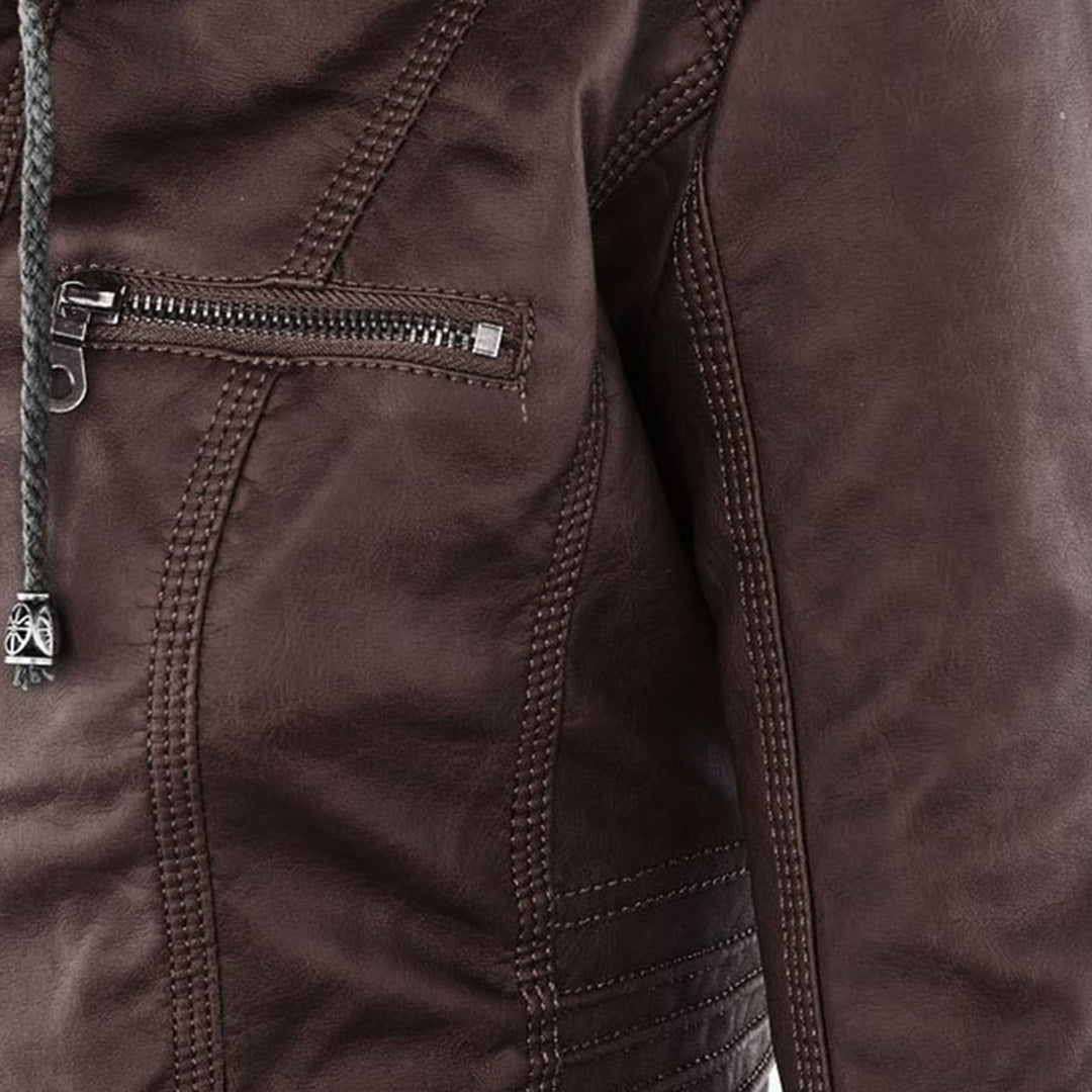 Franci | Fashionable leather jacket with hood