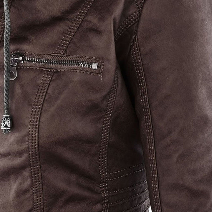 Franci | Fashionable leather jacket with hood