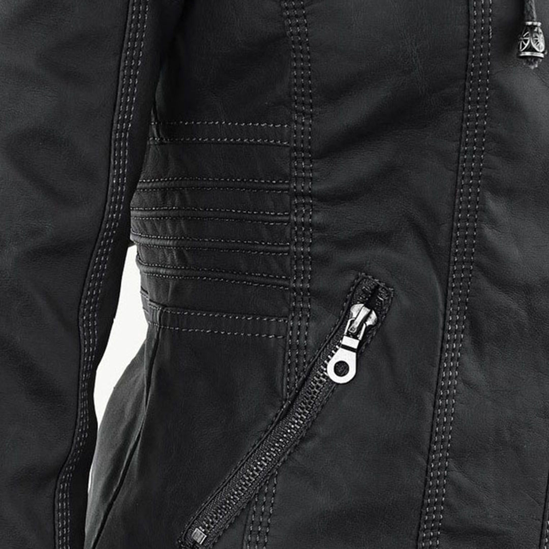 Franci | Fashionable leather jacket with hood