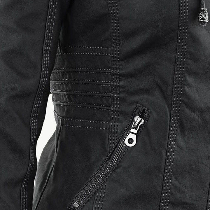 Franci | Fashionable leather jacket with hood
