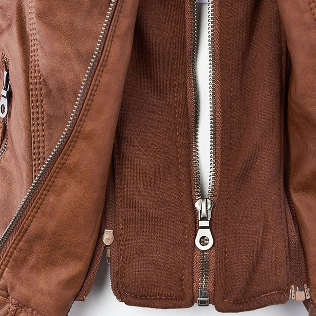 Franci | Fashionable leather jacket with hood