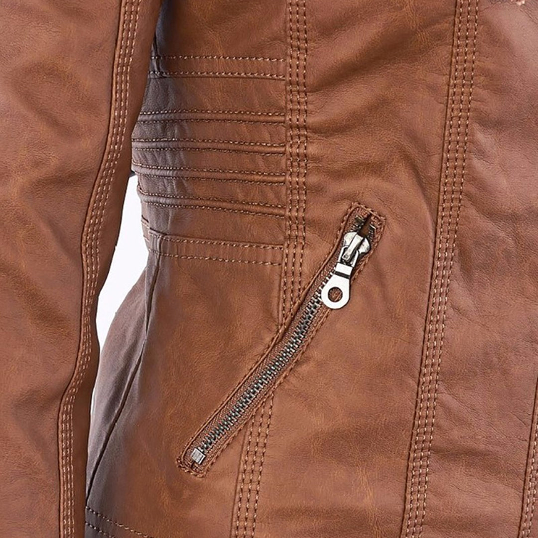 Franci | Fashionable leather jacket with hood