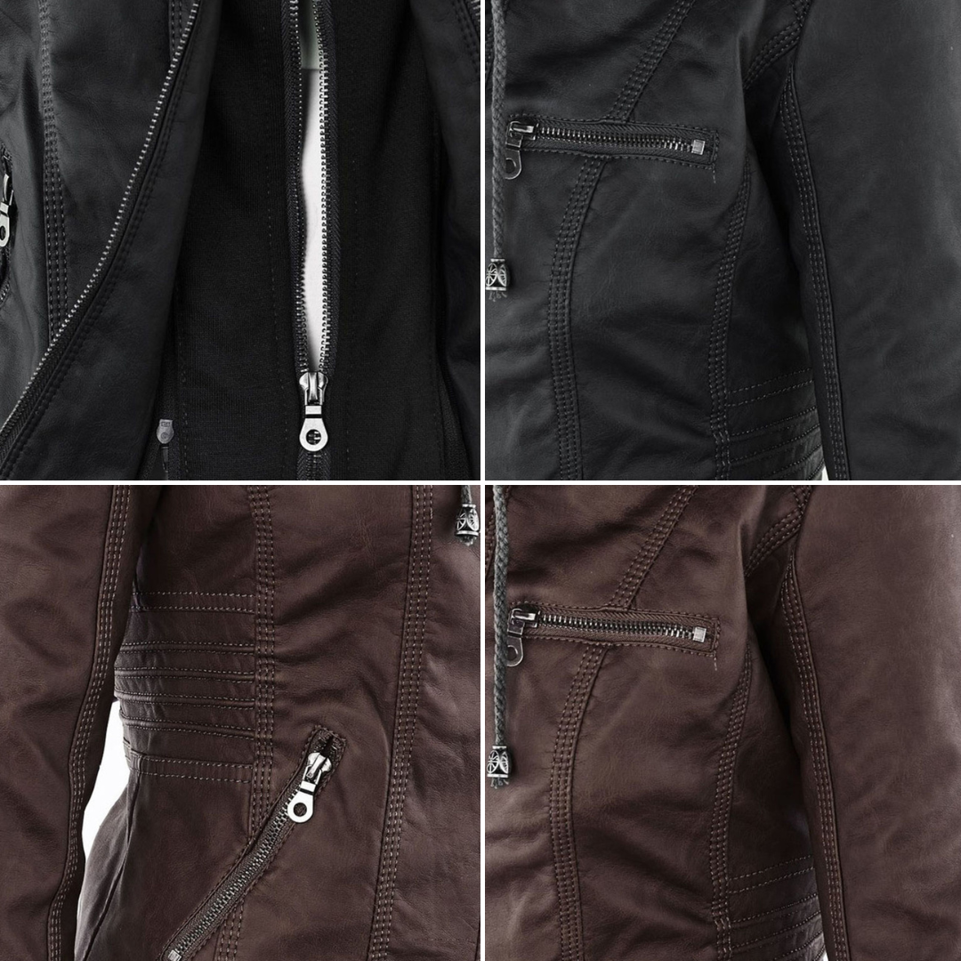 Franci | Fashionable leather jacket with hood