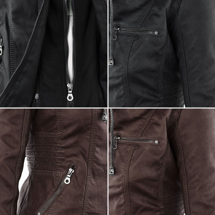 Franci | Fashionable leather jacket with hood