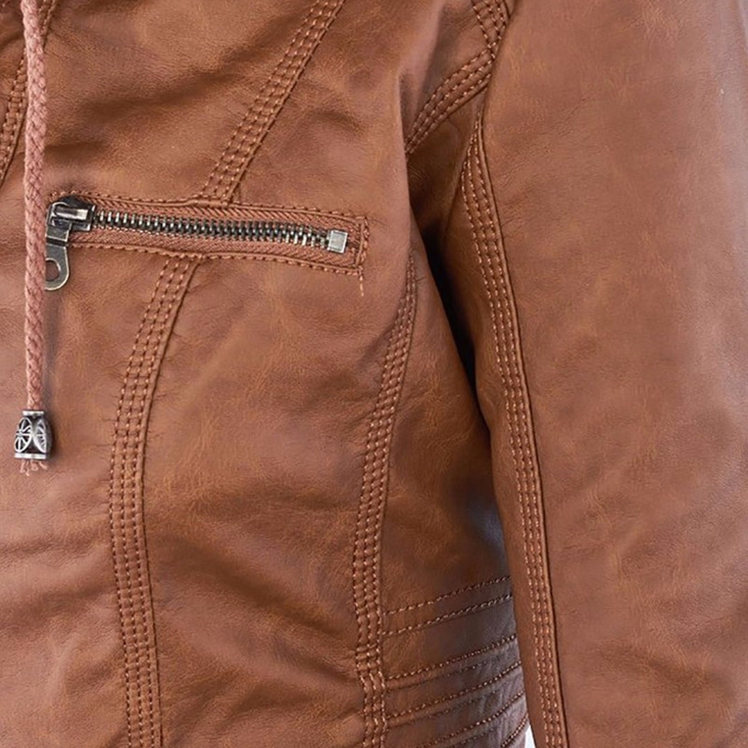 Franci | Fashionable leather jacket with hood