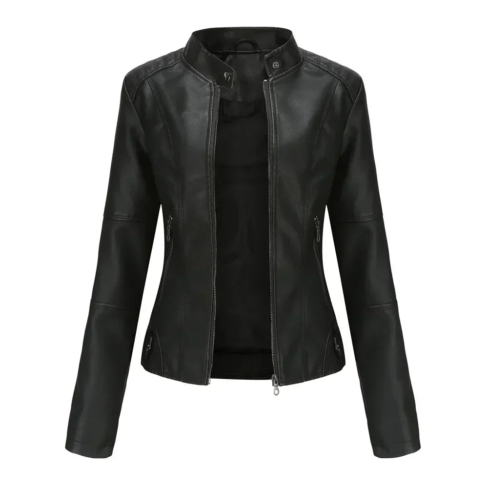 Claudia | Minimalist Smooth Leather Jacket