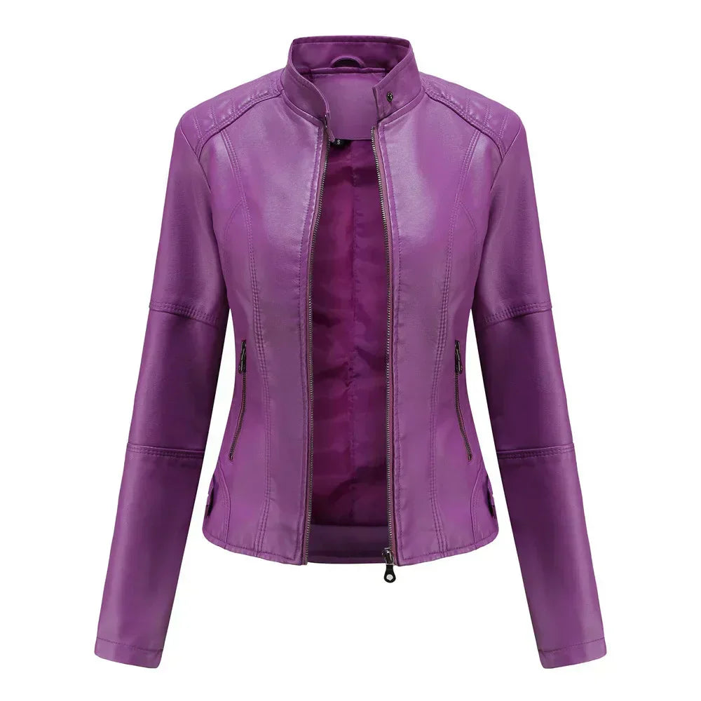 Claudia | Minimalist Smooth Leather Jacket