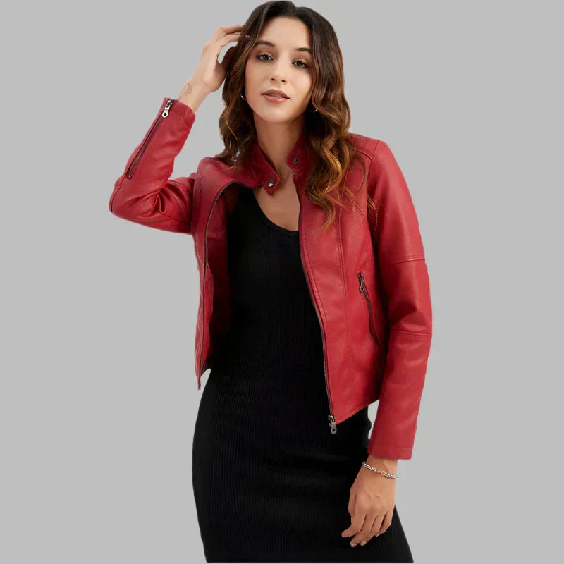 Claudia | Minimalist Smooth Leather Jacket