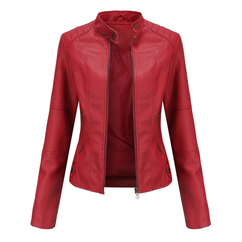 Claudia | Minimalist Smooth Leather Jacket