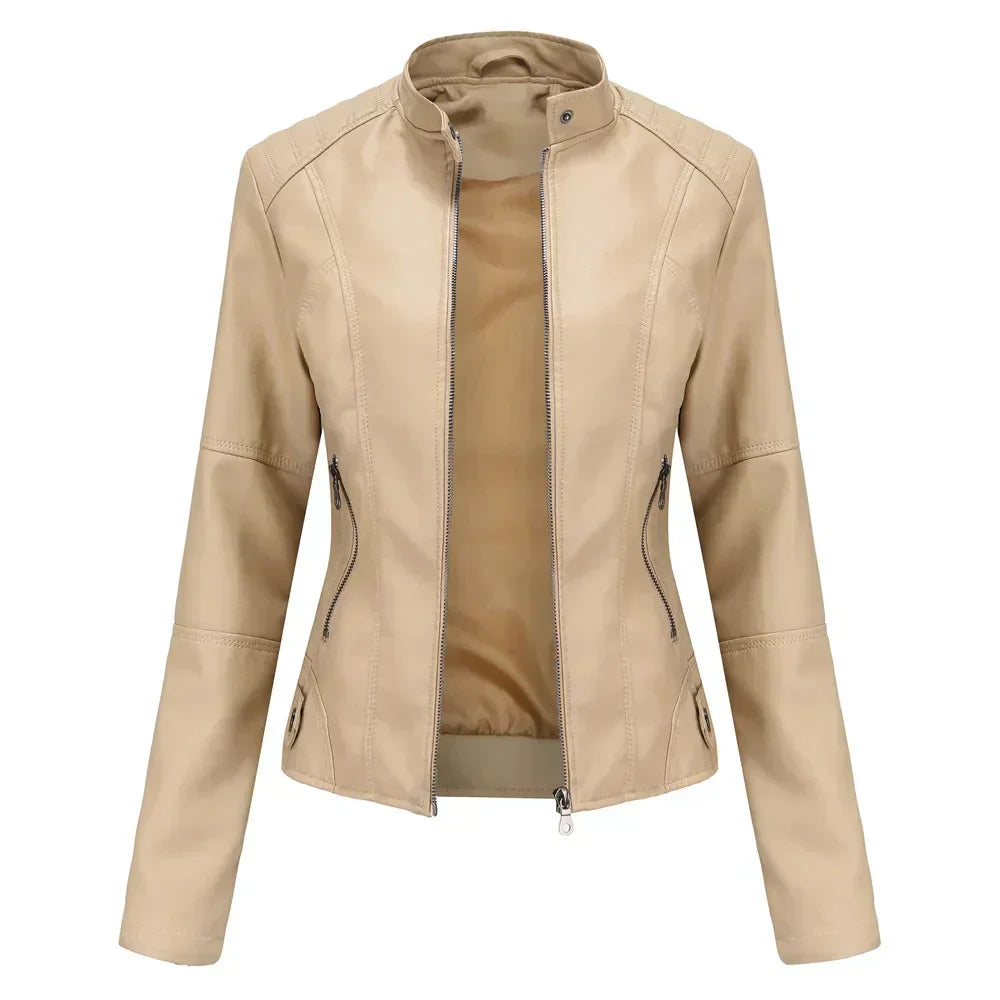 Claudia | Minimalist Smooth Leather Jacket