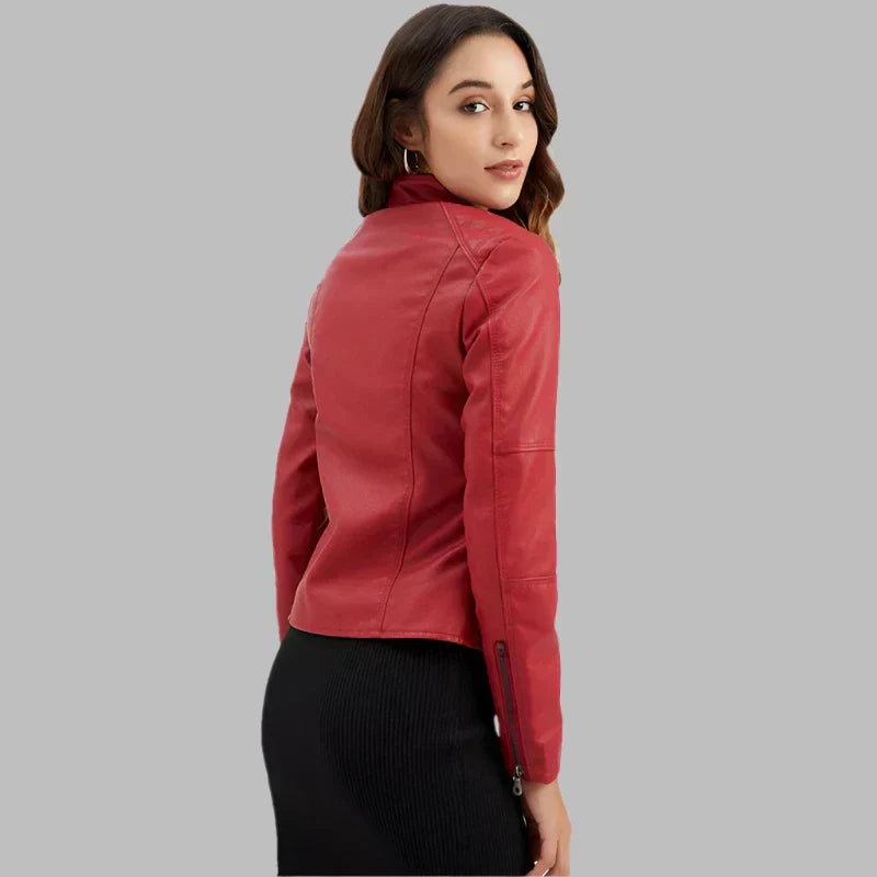 Claudia | Minimalist Smooth Leather Jacket