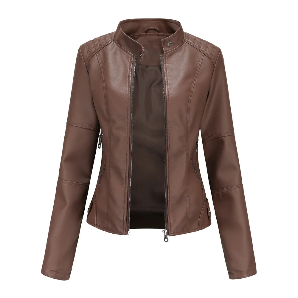 Claudia | Minimalist Smooth Leather Jacket