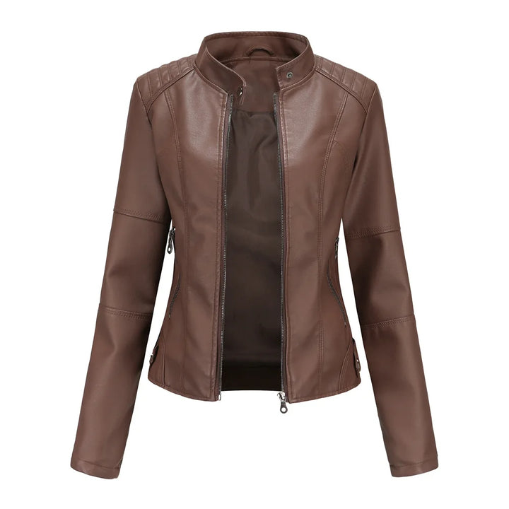 Claudia | Minimalist Smooth Leather Jacket