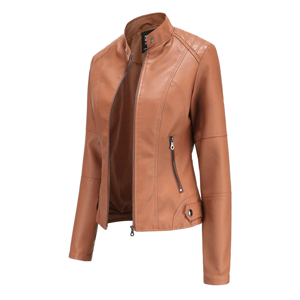 Claudia | Minimalist Smooth Leather Jacket