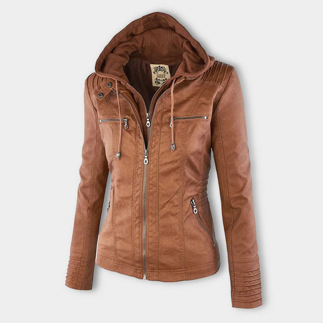Franci | Fashionable leather jacket with hood