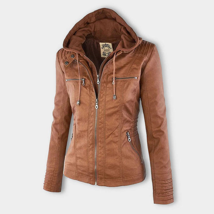 Franci | Fashionable leather jacket with hood