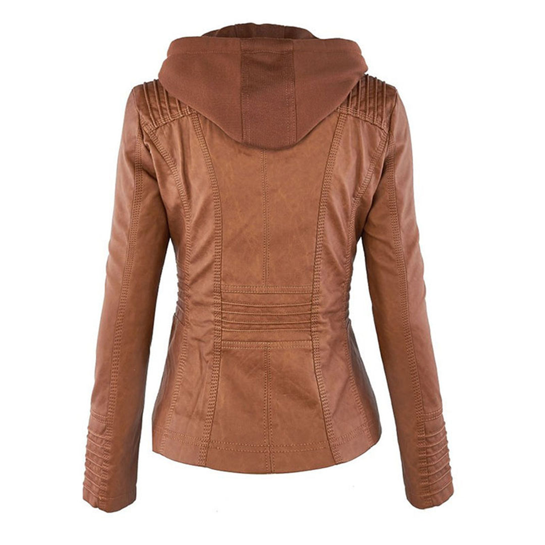 Franci | Fashionable leather jacket with hood