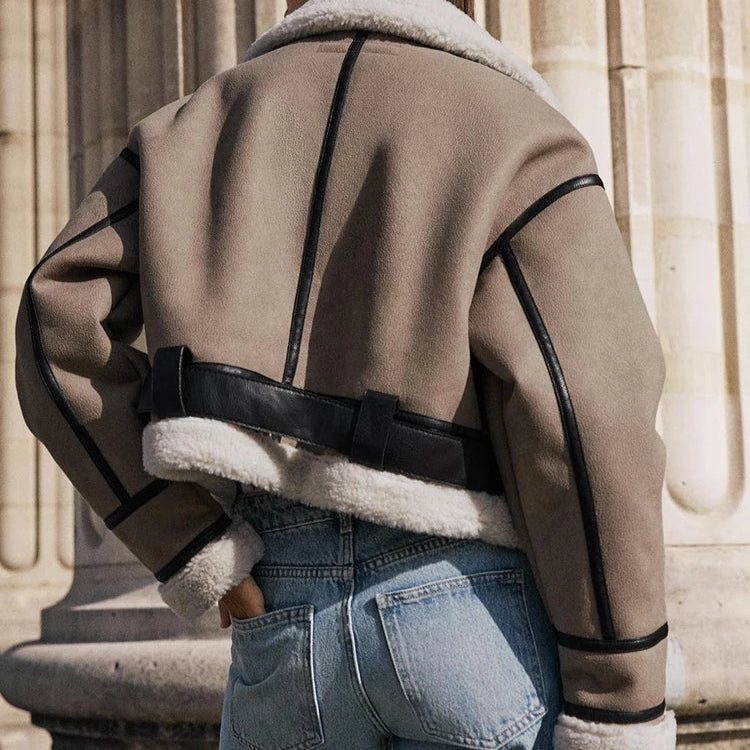 Paula | Versatile Khaki Leather Jacket