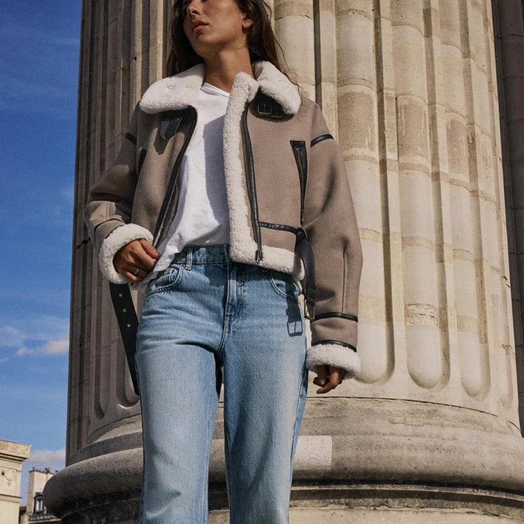 Paula | Versatile Khaki Leather Jacket
