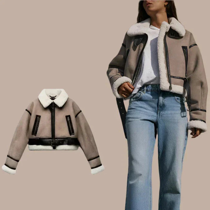 Paula | Versatile Khaki Leather Jacket