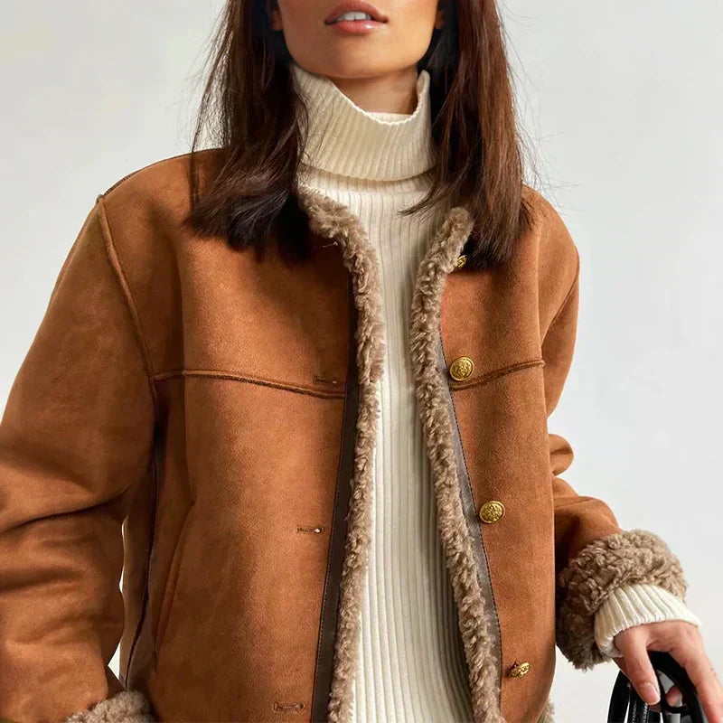Giana | Warm Brown Leather Jacket